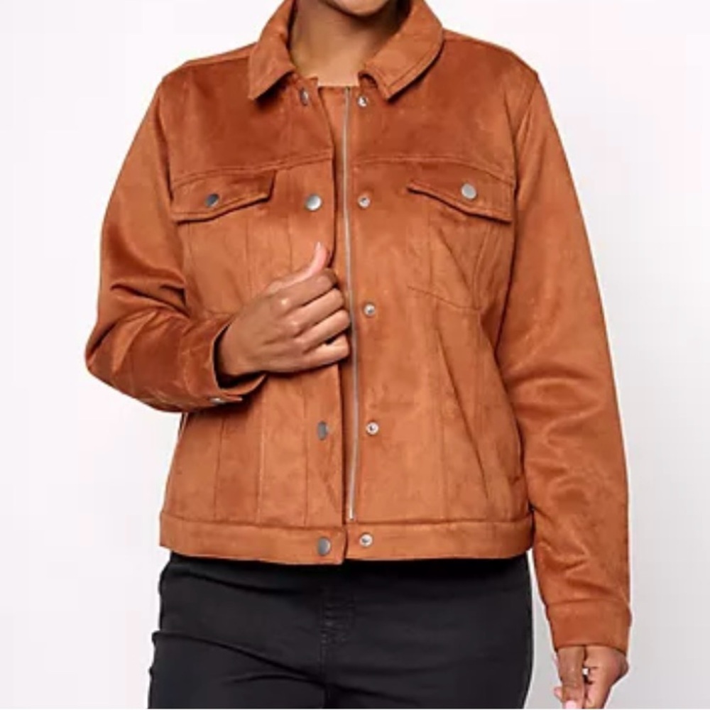 nwt denim and co faux suede jacket s british tan